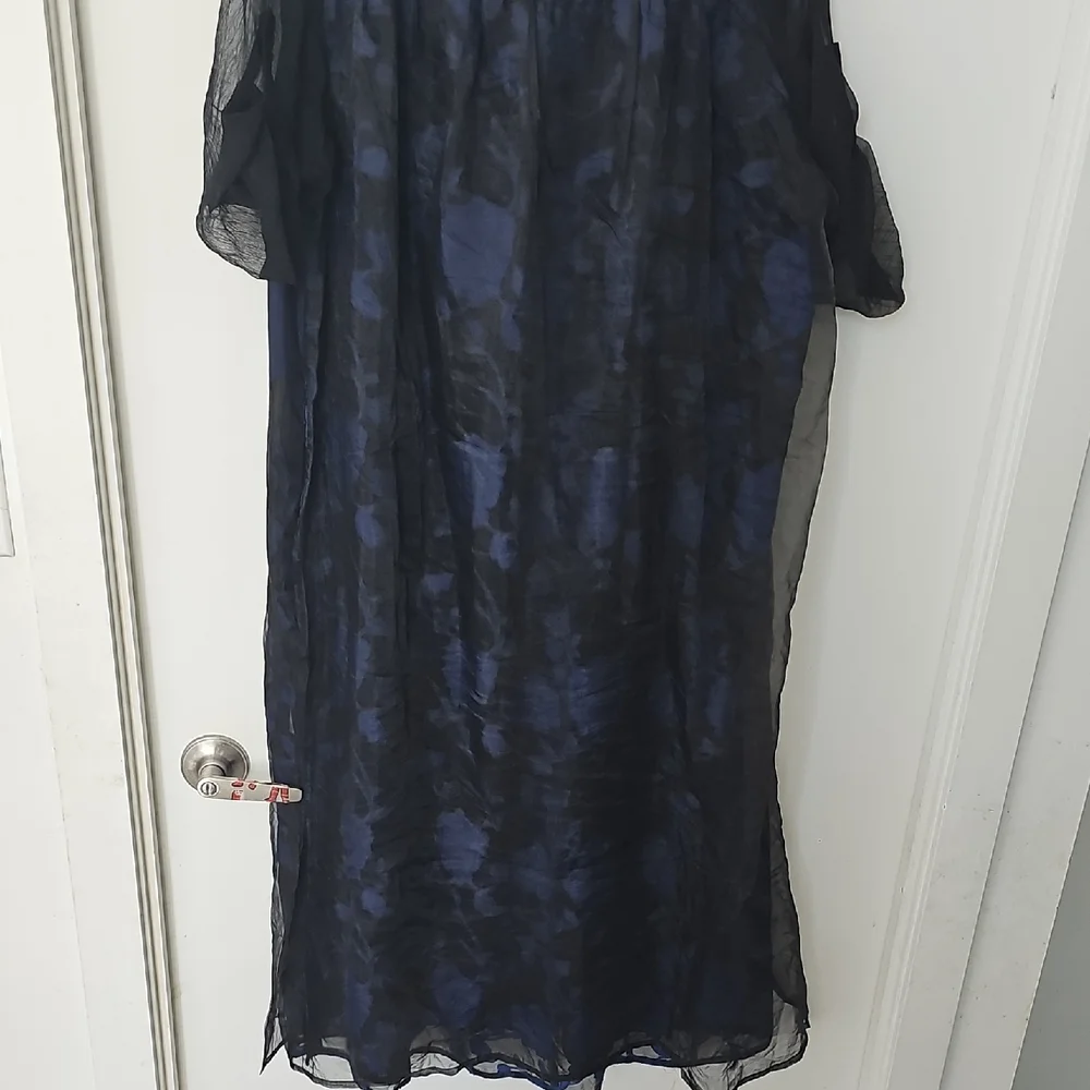Sheer Black and Blue Lace Chiffon Dress - Picture 6 of 8